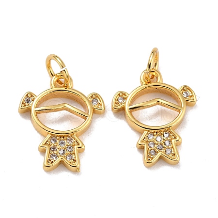 Brass Micro Pave Clear Cubic Zirconia Charms ZIRC-A021-52G-1