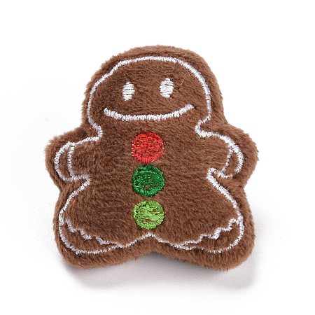 Gingerbread Man Cotton & Non-Woven & Velvet Fabric Brooch JEWB-A003-11-1
