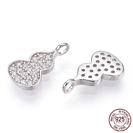 Rhodium Plated 925 Sterling Silver Micro Pave Cubic Zirconia Charms STER-T004-09P-1