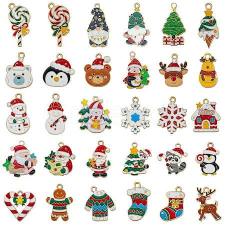 Christmas Alloy Enamel Pendants ENAM-G234-01G-1