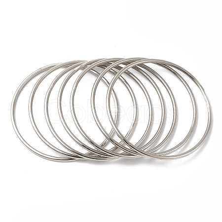 7Pcs 201 Stainless Steel Thin Plain Bangle Sets for Women BJEW-L664-022J-P01-1