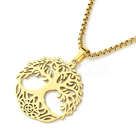 Stainless Steel Pendant Necklaces NJEW-L117-03A-G-1