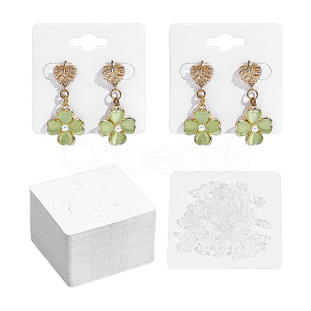 200Pcs Square Paper Earring Display Cards CDIS-ME0001-01A-1