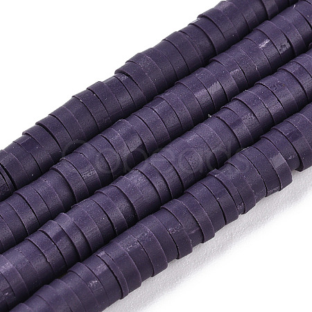 Flat Round Handmade Polymer Clay Bead Spacers CLAY-R067-4.0mm-04-1