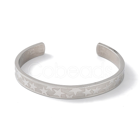 Non-Tarnish 304 Stainless Steel Star Cuff Bangles BJEW-F464-P-02-1