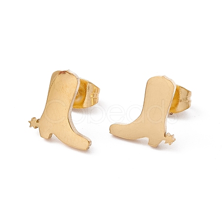 304 Stainless Steel Boot Shape Stud Earrings for Men Women X-EJEW-E163-11G-1