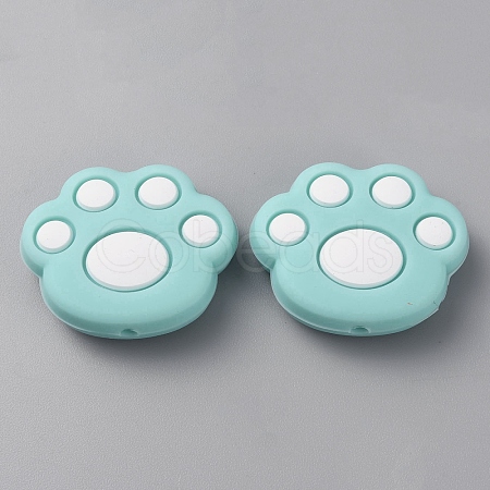Paw Print Food Grade Eco-Friendly Silicone Focal Beads SIL-SZC0003-06E-1