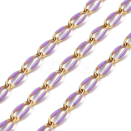 Ion Plating(IP) 304 Stainless Steel Enamel Twisted Oval Link Chains CHS-K019-02G-06-1