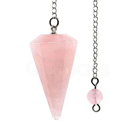 Natural Rose Quartz Dowsing Pendulums G-PW0007-006B-1