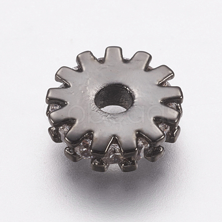 Brass Micro Pave Cubic Zirconia Bead Spacers ZIRC-E143-21B-1
