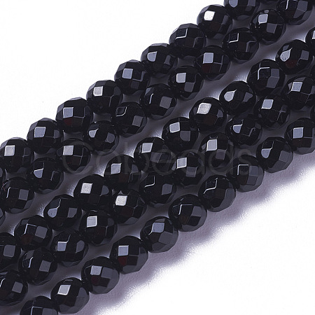 Natural Dyed & Heated Black Onyx Beads Strands G-F596-28-3mm-1