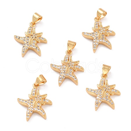 Brass Micro Pave Clear Cubic Zirconia Pendants ZIRC-L100-068G-1