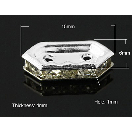 Brass Rhinestone Bridge Spacer X-RB-H247-15x6x4mm-01S-1