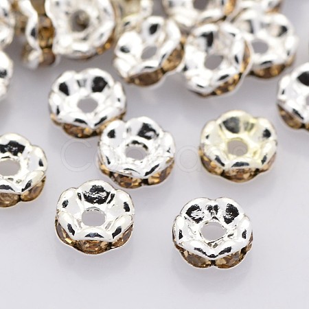 Brass Rhinestone Spacer Beads RB-A014-L6mm-14S-1