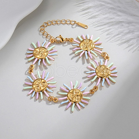 304 Stainless Steel Enamel Link Chain Bracelets for Women SA-K003-05G-1