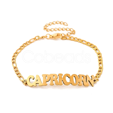Constellation 202 Stainless Steel Figaro Chain Link Bracelets for Women Men AJEW-U006-01E-1