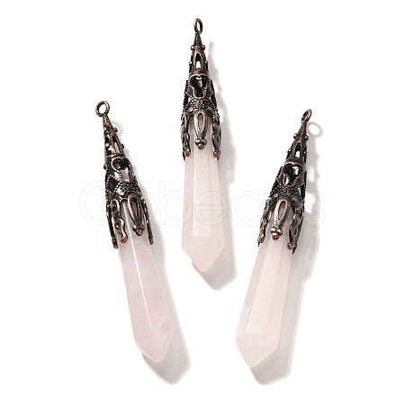 Natural Rose Quartz Pointed Big Pendants G-P560-02R-08-1