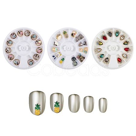 Alloy & Glass Rhinestone & Resin Cabochons MRMJ-S035-070-1