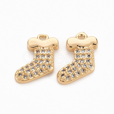 Brass Micro Pave Clear Cubic Zirconia Charms KK-N231-252-NF-1