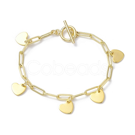 Golden 304 Stainless Steel Charm Bracelets with Brass Paperclip Chains BJEW-JB10031-04-1
