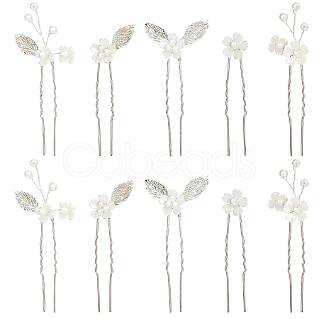 Alloy with Plastic Beads Hair Sticks for Women Girls OHAR-WH20010-08P-1