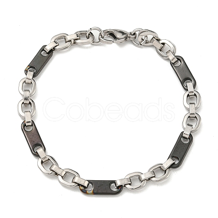 Two Tone 201 Stainless Steel Oval Link Chain Bracelet BJEW-B078-33BP-1