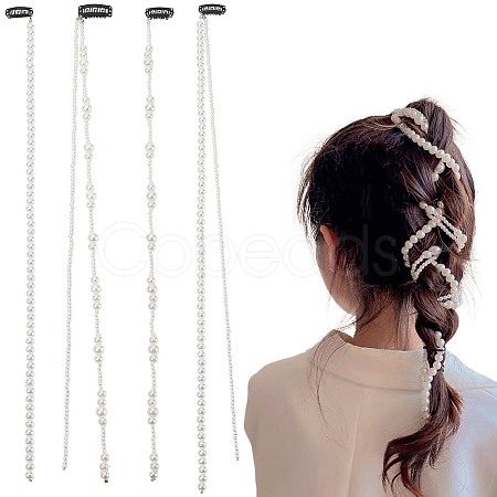 4Pcs 4 Styles Plastic Pearl with Iron Hair Clips OHAR-GF0001-36-1