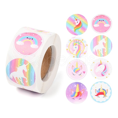 8 Styles Horse Paper Stickers X-DIY-L051-008-1