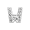 Eco-Friendly Zinc Alloy Slide Charms, with Rhinestone, Platinum Plated, Letter, Crystal, Letter.W, 12mm, Hole: 1.5x7.9mm