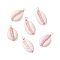 6Pcs 6 Styles Natural Cowrie Shell & Glass Seed Beads Pendants, Shell Shaped Charms, Pink, 29x16x10mm, Hole: 2mm, 1pc/style