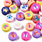 Handmade Polymer Clay Beads, Flat Round with Butterfly, Mixed Color, 9~10x4~5mm, Hole: 1.6mm