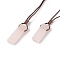 Natural Rose Quartz Nugget Pendant Necklace with Waxed Cord for Women, 33.86~38.98 inch(86~99cm)