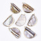 Natural Freshwater Shell Pendants, with Iron Loops, Edge Golden Plated, Half Round, 33~34x19x6.5~8mm, Hole: 1.8mm