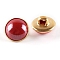 1-Hole Brass Resin Button, Flat Round, Dark Red, 10x8mm, Hole: 3x2.5mm