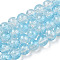 Transparent Crackle Baking Painted Glass Beads Strands, Imitation Opalite, Round, Light Blue, 6x5mm, Hole: 1.2mm, about 147pcs/strand, 31.10 inch(79cm)