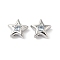 Brass with Cubic Zirconia Beads Beads, Real Platinum Plated, Star, Azure, 7.5x8x3mm, Hole: 1mm