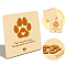 Wooden Commemorative Cards, Square, Paw Print, 130x130x4mm