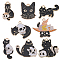 SUNNYCLUE 32Pcs 8 Style Alloy Pendants, with Enamel, Cat Shape with Skull Charm, Mixed Color, 18~27.5x14.5~31x1~1.5mm, Hole: 2mm, 4pcs/color