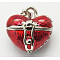 Brass Prayer Box Pendants, Enamel, Heart, FireBrick, 16.5x17.5x14mm, Hole: 4x6mm