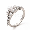 Plastic Imitation Pearl Cuff Ring RJEW-F142-04P-1