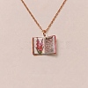 Brass Enamel Book Pendant Necklaces for Women KK-CBAF5B9-01G-08-1