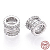 Rhodium Plated 925 Sterling Silver Micro Pave Cubic Zirconia Beads STER-T004-91P-1