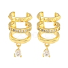 Brass Micro Pave Cubic Zirconia Cuff Earrings EJEW-C104-083G-1