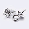 925 Sterling Silver Cup Pearl Bail Pin Pendants STER-F036-06S-4mm-2