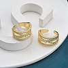 Rack Plating Brass Micro Pave Clear Cubic Zirconia Cuff Finger Rings for Women RJEW-M028-34G-5