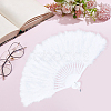 Plastic & Feather Fan Display Decoration AJEW-CY0002-58-7