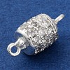 Brass Micro Pave Clear Cubic Zirconia Hollow Column Connector Charms KK-A230-05F-S-2
