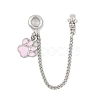 Rack Plating Paw Print Alloy Pink Enamel European Safety Chains FIND-C055-05P-02-1
