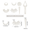 16Pcs 8 Style 201 Stainless Steel Pendant Links STAS-SC0003-55-2