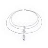 Bullet Natural Howlite Pendant Tiered Necklaces NJEW-JN02457-05-1